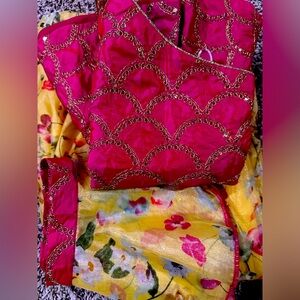 Indian girls organza lehenga and blouse